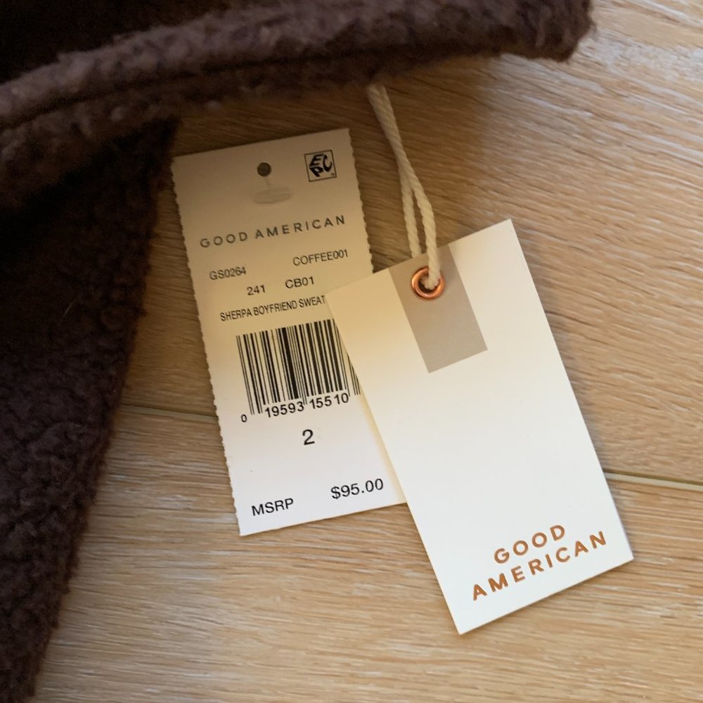 Good American Sherpa Boyfriend Pullover Sweatshirt - Size 2 (Medium) - Picture 5 of 5